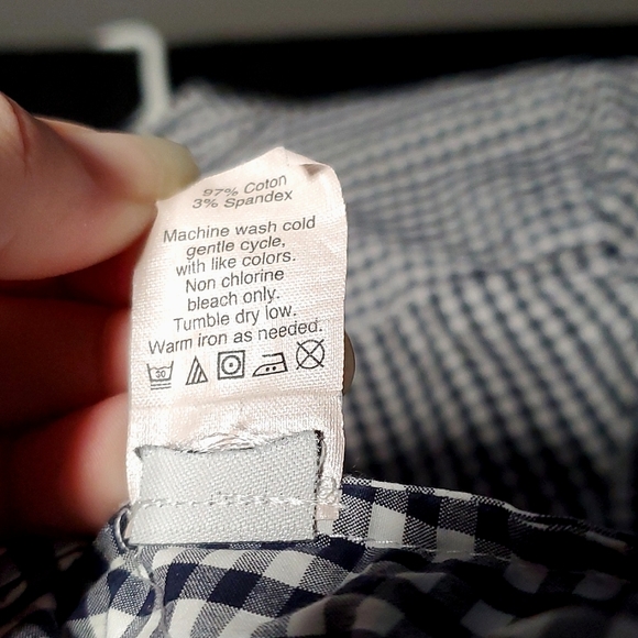 J. Crew Ladies Cotton Blend Navy/White Gingham Button Up Dress Shirt - Size XS - Picture 9 of 12